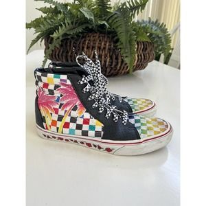 Vans OTW Worlds #1 SB Shoe ￼Hi-Top Palm trees/Multicolored Checks Rose M 9.5 W11
